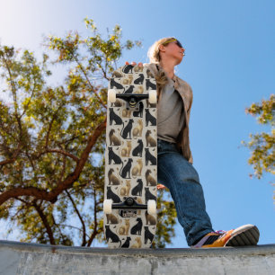 Mid-Century Modern Seamless Panther Pattern Skateboard