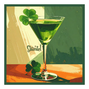 Mid Century Modern Shamrock Martini Sláinte!  Photo Print
