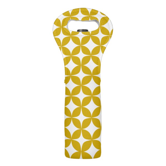 Mid Century Modern Shape Pattern Mustard Yellow Wine Bag (Front)