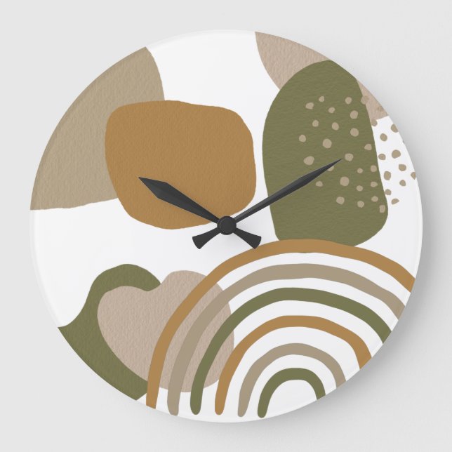 Mid Century Modern Shapes Boho Rainbow MCM  Large Clock (Front)
