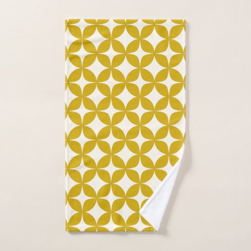 Mid Century Modern Shapes in Mustard Yellow Bath Towel Set Zazzle
