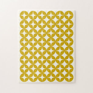 Mid Century Modern Shapes in Mustard Yellow Jigsaw Puzzle