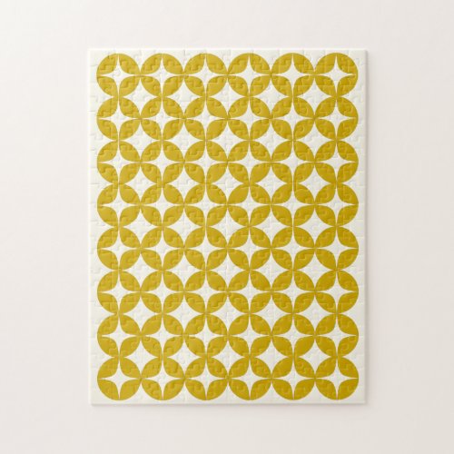 Mid Century Modern Shapes in Mustard Yellow Jigsaw Puzzle