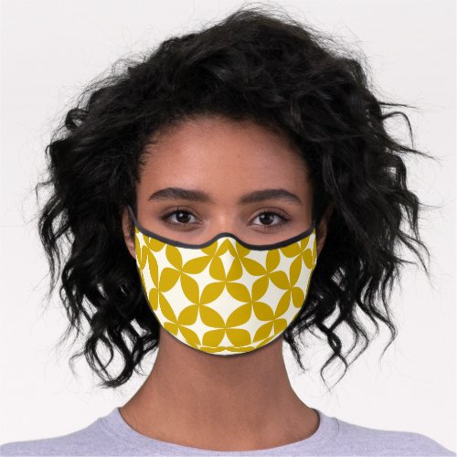 Mid Century Modern Shapes in Mustard Yellow Premium Face Mask