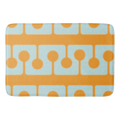 Mid Century Modern Shapes in Sync Orange Aqua Bath Mat