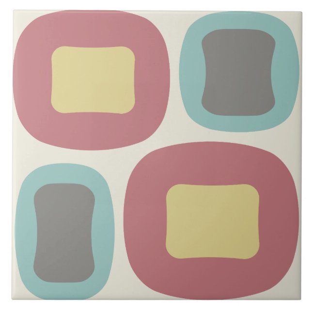 Mid Century Modern Shapes Multicolored Ceramic Tile (Front)