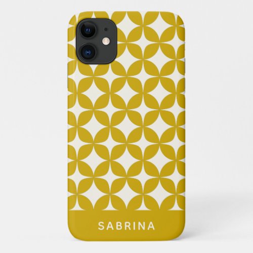 Mid Century Modern Shapes Yellow Personalized iPhone 11 Case