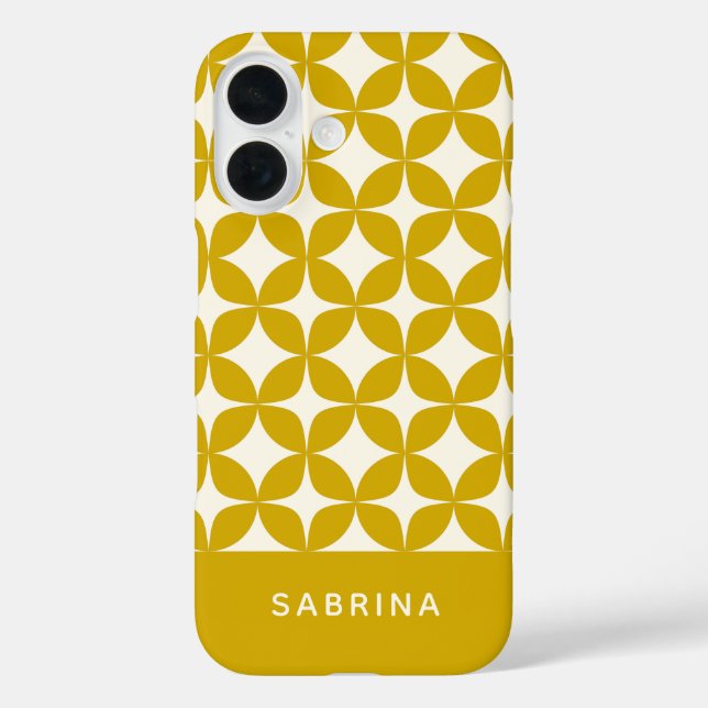 Mid Century Modern Shapes Yellow Personalized Case-Mate iPhone Case (Back)
