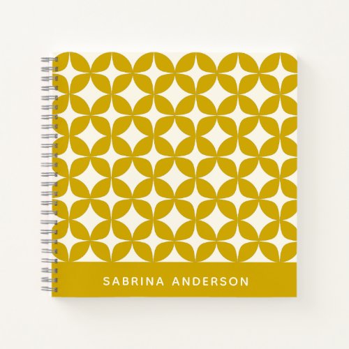Mid Century Modern Shapes Yellow Personalized Notebook