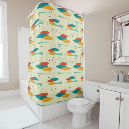 Mid_Century Modern Shower Curtain Les Pattern Shower Curtain