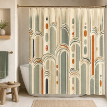 Mid Century Modern Shower Curtain: Sage Green Terr