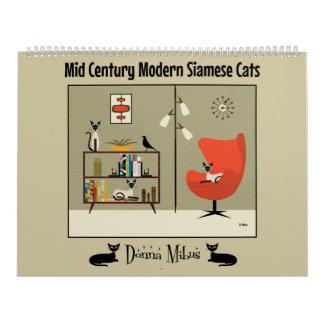 Mid Century Modern Siamese Cats Calendar