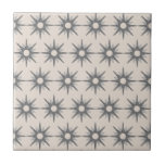 Mid-Century Modern Silver Starburst Pattern Cerami Ceramic Tile<br><div class="desc">Mid-century modern inspired design featuring vintage pattern of retro silver starbursts. Simple, clean modern design. One design of a coordinating collection. Create your own custom pattern by uploading a new image, or use the "message" button to contact the designer for help. To create your own patterned design: 1. Select personalize...</div>