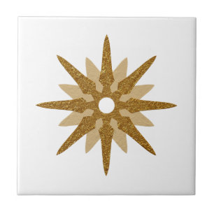 Mid-Century Modern Single Gold Star Design Ceramic Ceramic Tile