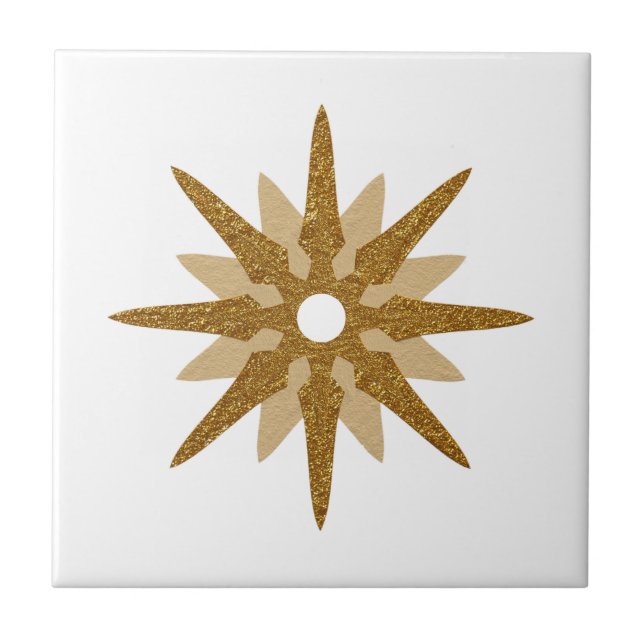 Mid-Century Modern Single Gold Star Design Ceramic Ceramic Tile (Front)