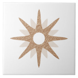 Mid-Century Modern Single Pink Starburst Large Ceramic Tile