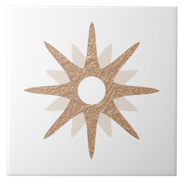 Mid-Century Modern Single Pink Starburst | Large Ceramic Tile (Front)
