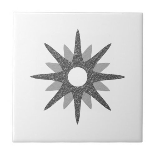 Mid_Century Modern Single Silver Starburst Ceramic Ceramic Tile