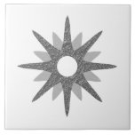 Mid-Century Modern Single Silver Starburst | Large Ceramic Tile<br><div class="desc">Mid-century modern inspired design featuring a single vintage retro silver starburst on a white background. Simple, clean modern design. Create your own custom tile by uploading a new image, or use the "message" button to contact the designer for help. To create your own design: 1. Select personalize this template. 2....</div>