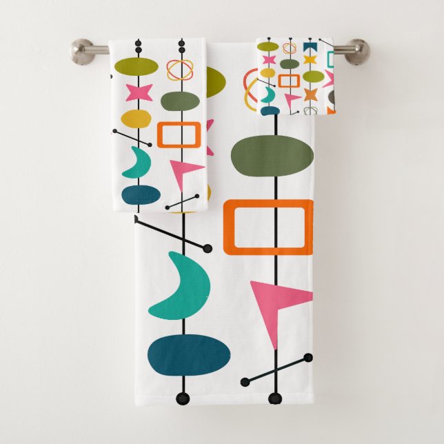 Mid-Century Modern Skewers  Bath Towel Set (Insitu)