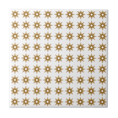 Mid_Century Modern Small Gold Star Pattern Ceramic Tile