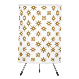 Mid-Century Modern Small Gold Starburst Pattern Tr Tripod Lamp