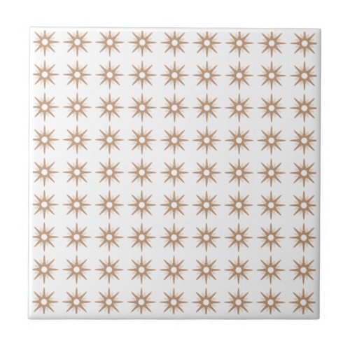 Mid_Century Modern Small Pink Star Pattern Ceramic Tile