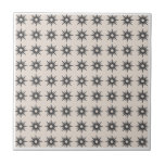 Mid-Century Modern Small Starburst Pattern Ceramic Tile<br><div class="desc">Mid-century modern inspired design featuring vintage pattern of small retro silver starbursts on a bone-colored background. Simple, clean modern seamless design. Create your own custom pattern by uploading a new image, or use the "message" button to contact the designer for help. To create your own patterned design: 1. Select personalize...</div>