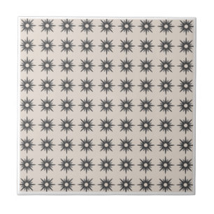Mid-Century Modern Small Starburst Pattern Ceramic Tile