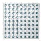 Mid-Century Modern Small Turquoise Star Pattern Ceramic Tile<br><div class="desc">Mid-century modern inspired design featuring vintage pattern of small retro turquoise starbursts on a white background. Simple, clean modern seamless design. Create your own custom pattern by uploading a new image, or use the "message" button to contact the designer for help. To create your own patterned design: 1. Select personalize...</div>