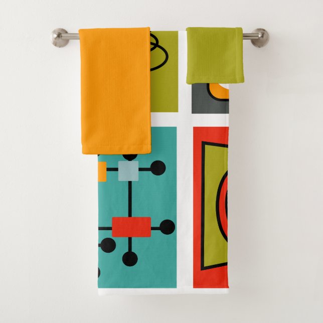 Mid-Century Modern Smorgasbord Bath Towel Set (Insitu)