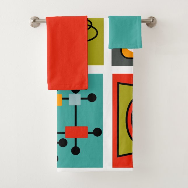 Mid-Century Modern Smorgasbord Bath Towel Set (Insitu)