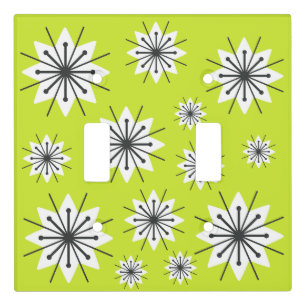 Mid Century Modern Snowflakes Chartreuse Light Switch Cover