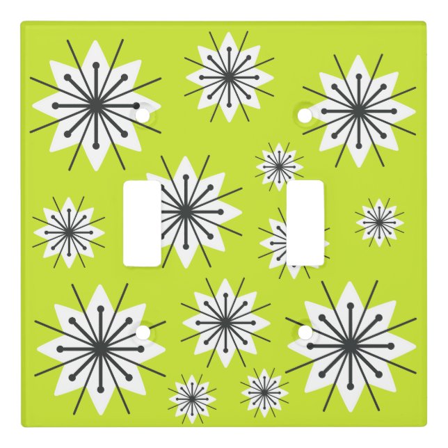 Mid Century Modern Snowflakes Chartreuse Light Switch Cover (Front)