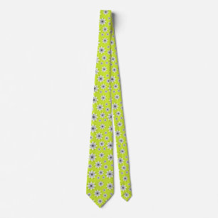 Mid Century Modern Snowflakes Chartreuse Neck Tie