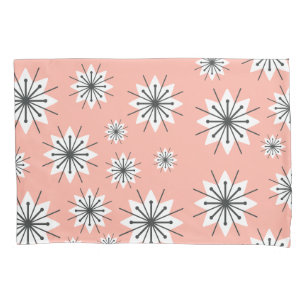Mid Century Modern Snowflakes Peach Pillow Case