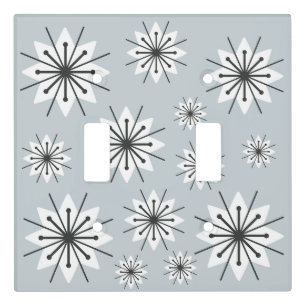 Mid Century Modern Snowflakes Silver Light Switch Cover