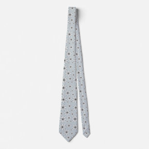 Mid Century Modern Snowflakes Silver Neck Tie