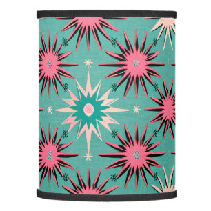 Mid-Century Modern Space Age in Pink Aqua Black Lamp Shade