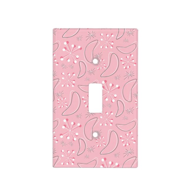 Mid Century Modern Space Age in Pink Light Switch Cover (Front)