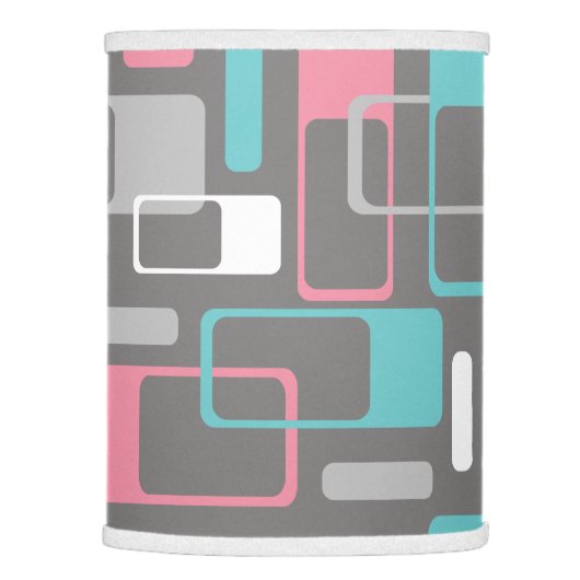Mid-Century Modern Space Age Pink Teal Gray Lamp Shade (Right)
