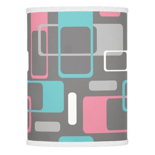 Mid-Century Modern Space Age Pink Teal Gray Lamp Shade (Front)