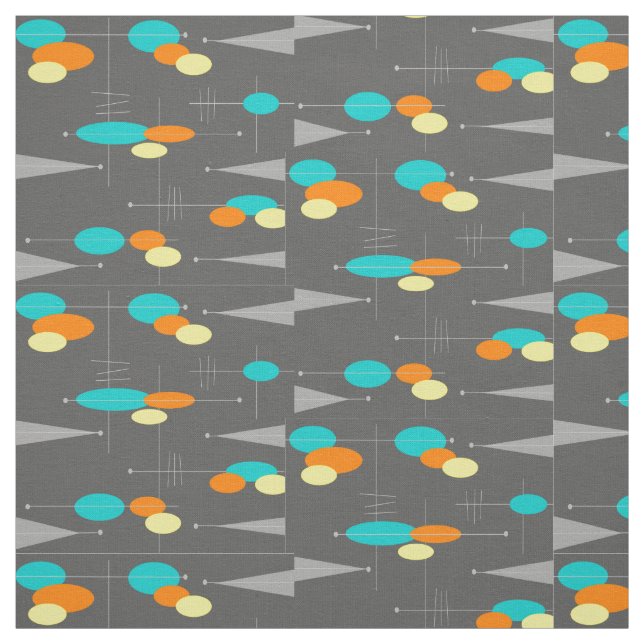 Mid-Century Modern Spheres and Triangles Fabric (Swatch)