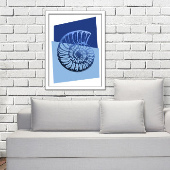 Mid-century Modern Spiral Shell Print Ocean Blue by Floridity at Zazzle