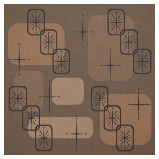 Mid Century Modern Sputnik Brown  Fabric