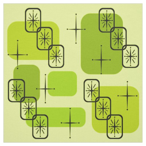 Mid Century Modern Sputnik Chartreuse Fabric