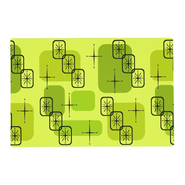 Mid Century Modern Sputnik Chartreuse Placemat (Front)