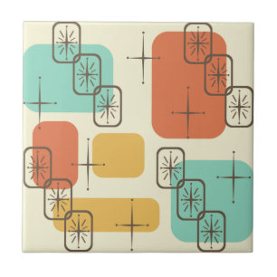 Mid Century Modern Sputnik Multicolored 1 Ceramic Tile
