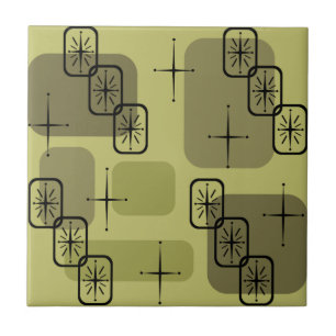 Mid Century Modern Sputnik Olive Ceramic Tile