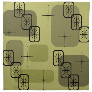Mid Century Modern Sputnik Olive Cloth Napkin